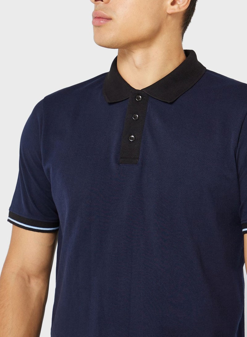 Robert Wood Contrast Collar Pique Polo Shirt - Image 3